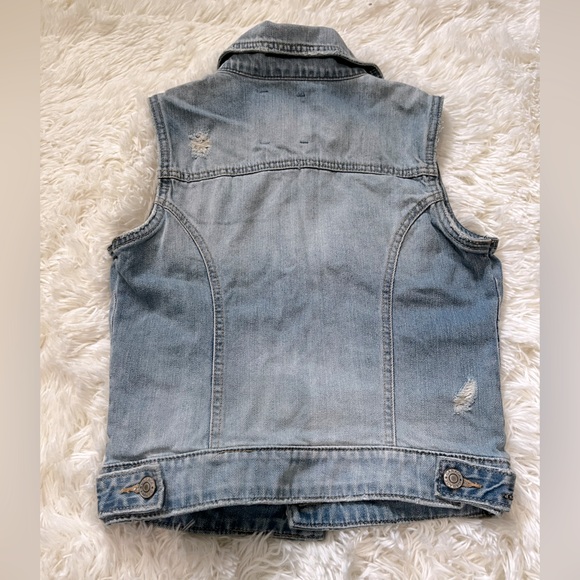 GARAGE Denim Vest - Jean - Light Blue - Button Up - Pockets - Distressed -  XS - Picture 5 of 9